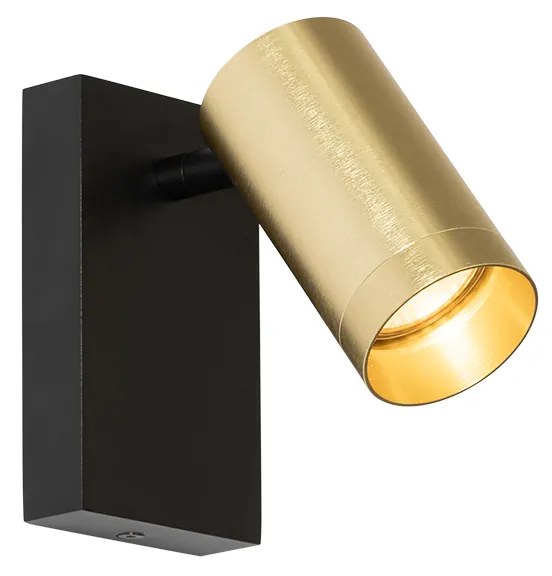 Стенна лампа черна със злато регулируема с ключ - Jeana Luxe
