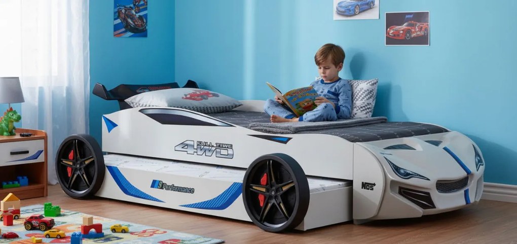 Детско легло кола Turbo GT Duo-бял