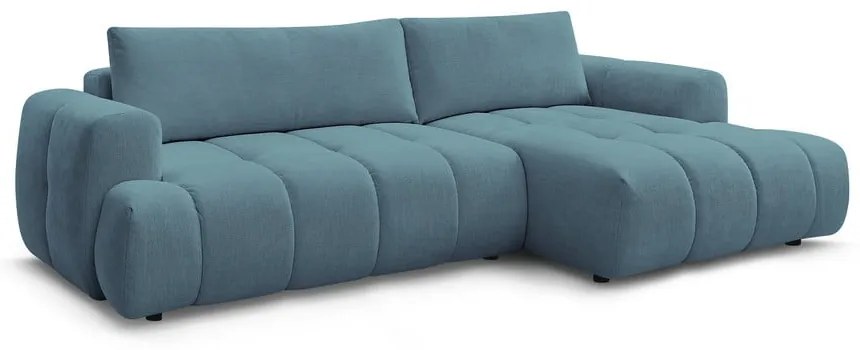 Син сгъваем/с място за съхранение ъглов диван (десен ъгъл) Fuji – Bobochic Paris