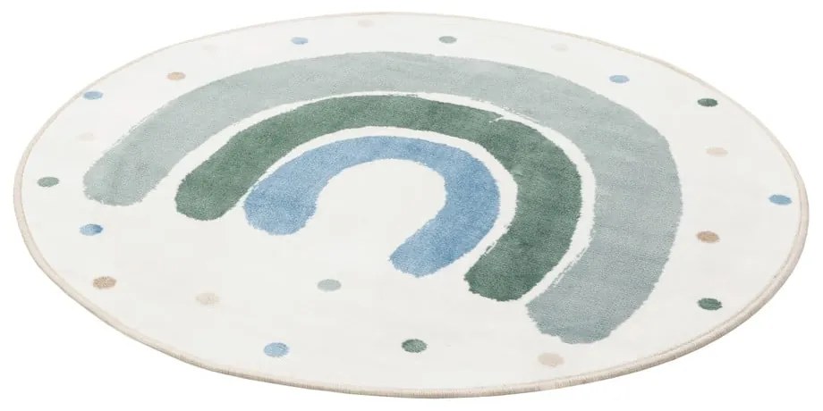Детски килим в цвят слонова кост и зелено ø100 cm Joyful Mint – FD