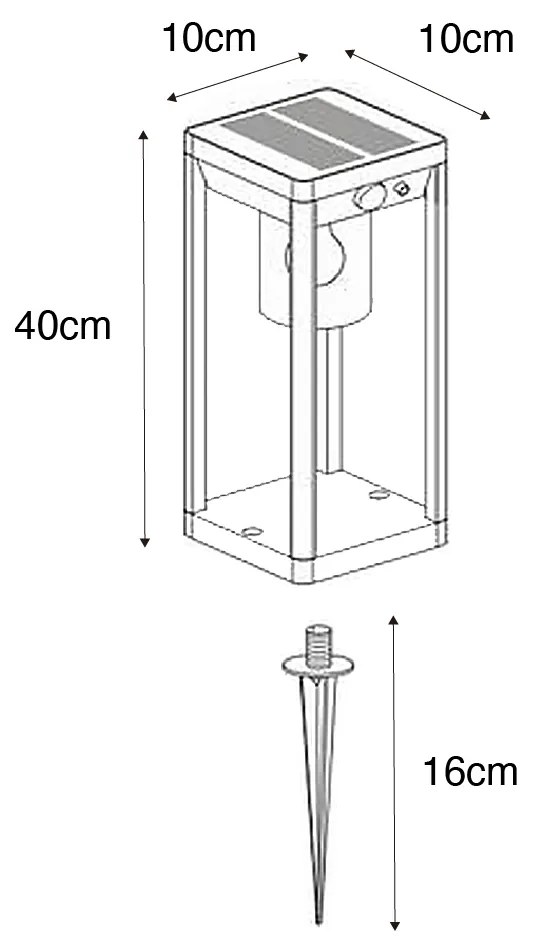 Подова лампа за външен монтаж тъмно сива 40 см с LED и димируема светлина на слънчева енергия - Sonne