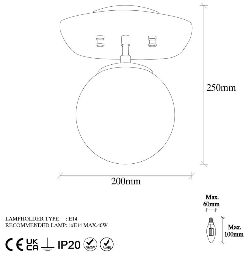 Осветително тяло за таван в златисто със стъклен абажур 20x25 cm Well – Opviq lights