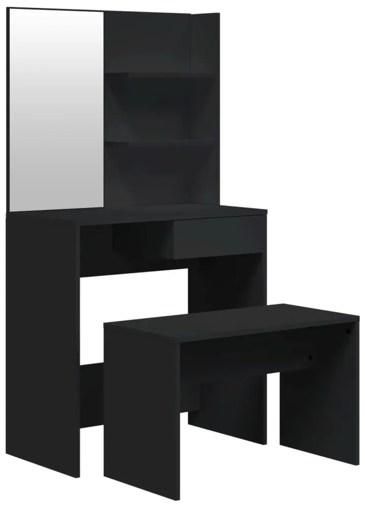 3114140 vidaXL Комплект тоалетка, черна, 74,5x40x141 см