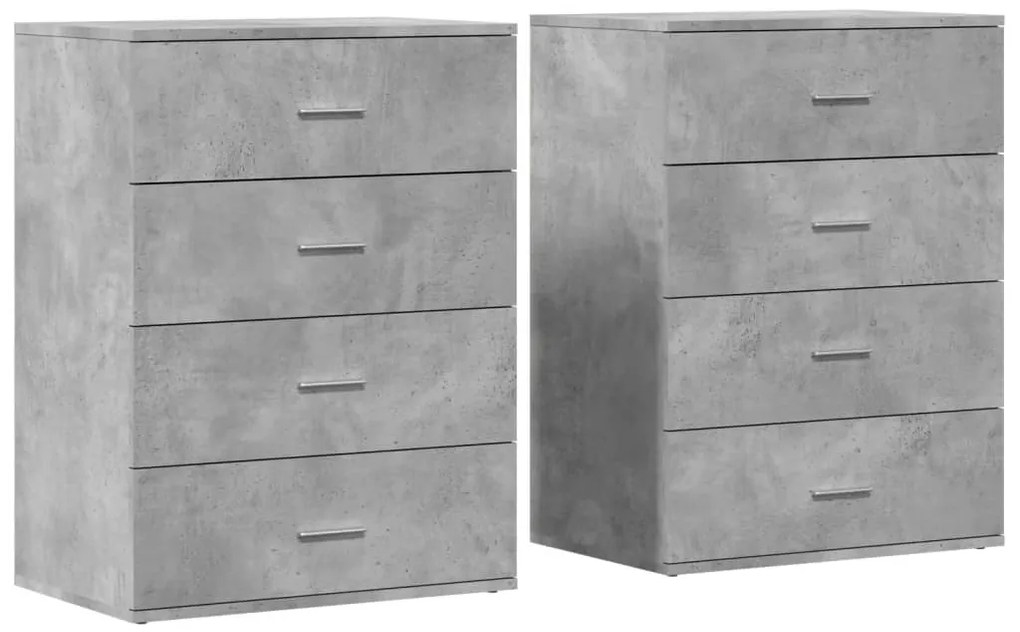 3276626 vidaXL Сайдборди, 2 бр, бетонно сиви, 60x39x80 см, инженерно дърво