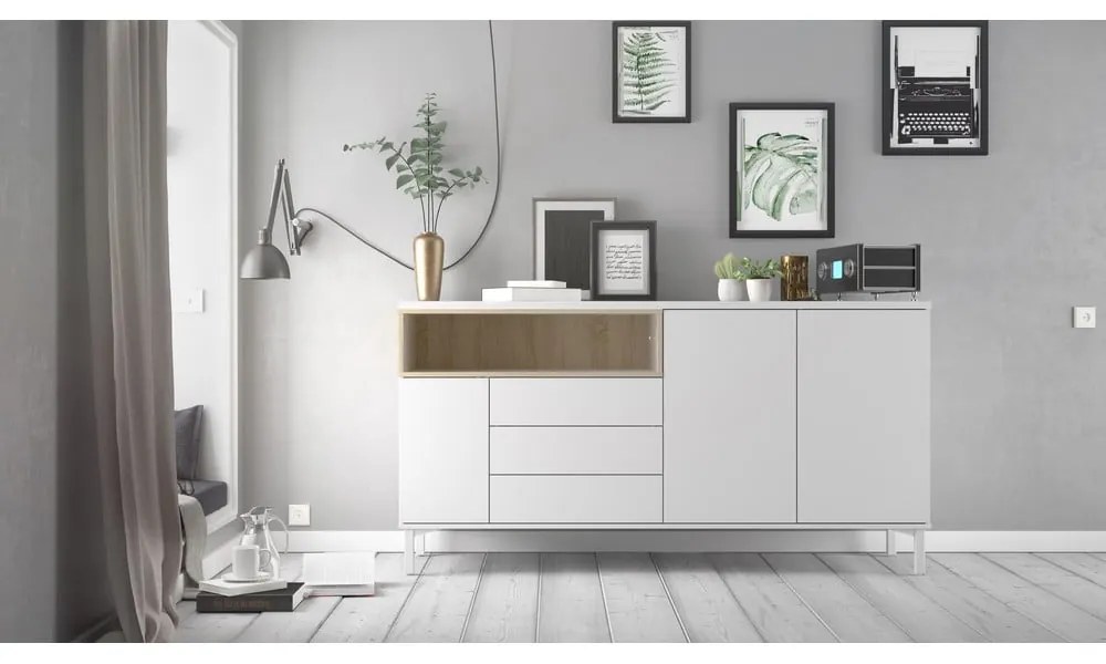 Бял скрин 176x90x49 cm Roomers – Tvilum