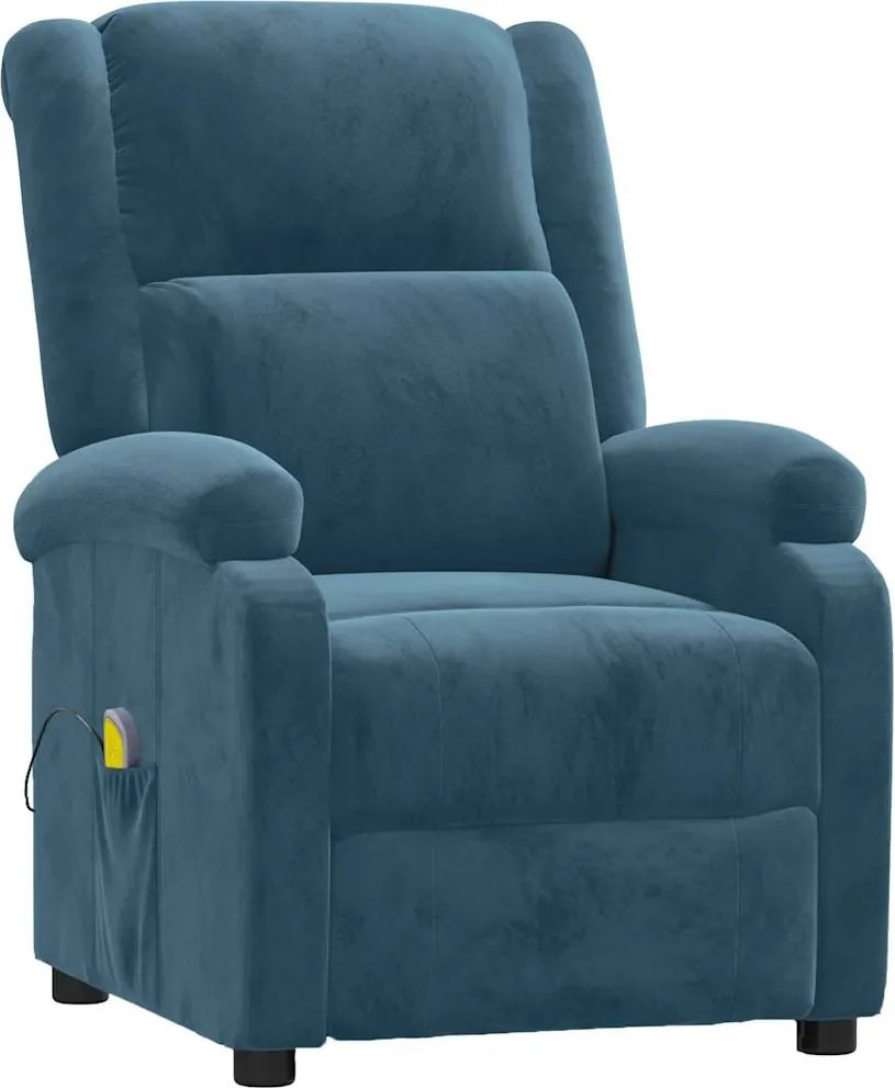 342420 vidaXL Масажен стол, син, кадифе