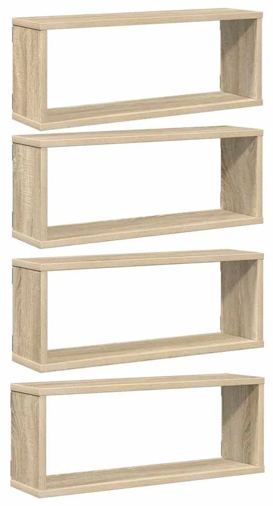 807143 vidaXL Стенни кубични рафтове, 4 бр, дъб сонома, 60x15x23 см