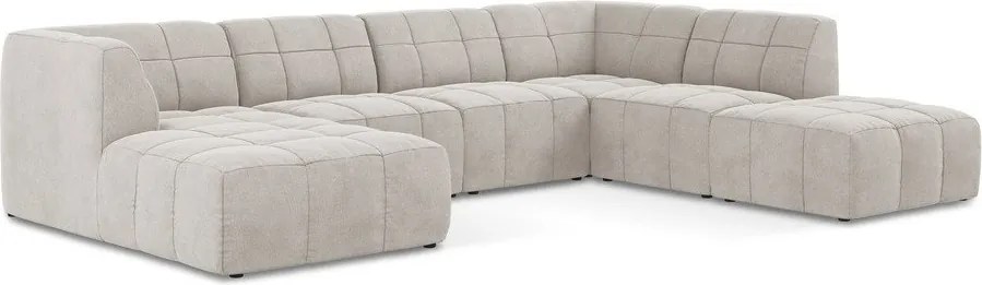 Бежов кадифен ъглов диван (U форма) Aloha – Makamii