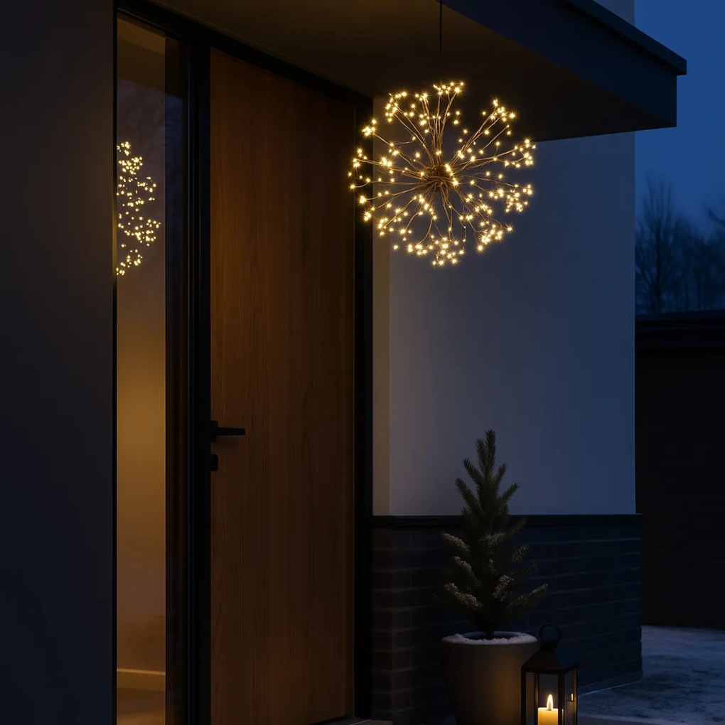 Коледна висяща лампа сфера черна 40 см вкл. LED с таймер IP44 - Nobu