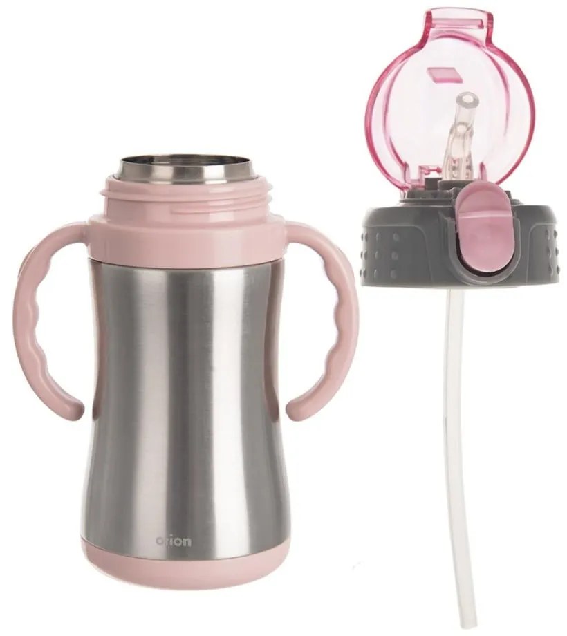 Светлорозово бебешко шише от неръждаема стомана 330 мл - Orion