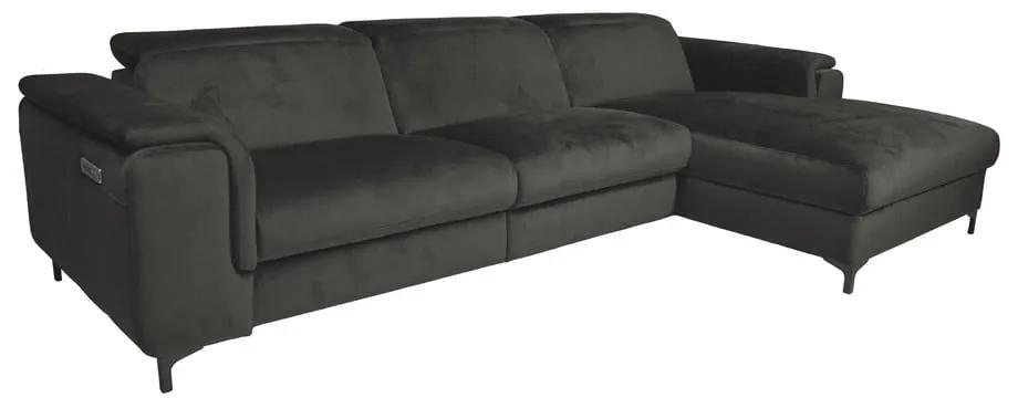 Ъглов диван от сиво кадифе (десен ъгъл) Brito - MESONICA