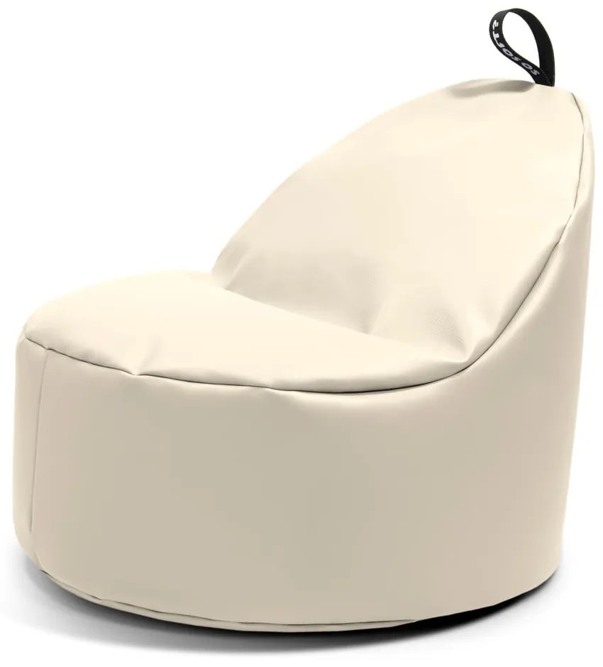 Бежов пуф от изкуствена кожа Round L – So Soft?