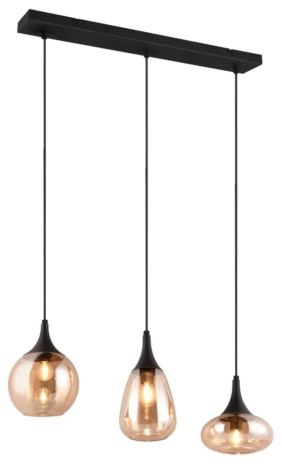 Черно-оранжева висяща лампа със стъклен абажур Lumina - Trio