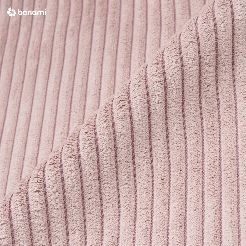 Светлорозов разтегателен ъглов диван от рипсено кадифе (променлив) Sara – Ropez