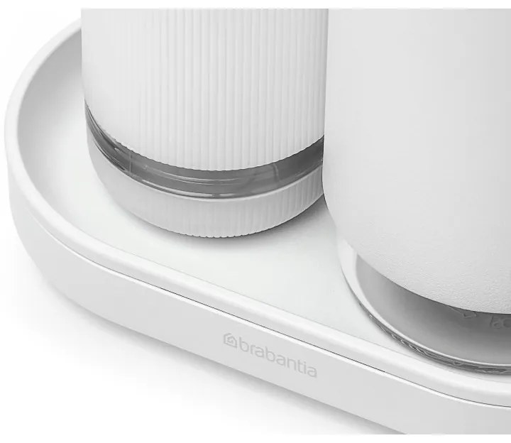 Комплект 2 бр дозатори Brabantia SinkStyle 1008505, Подходящи за препарати за ръце и съдове, 200 мл, Минерализирано покритие, Бял