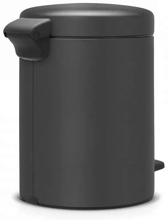 Кош за боклук с педал Brabantia NewIcon 1001103, 5 л, Плавно затваряне, Противоплъзгаща основа, Минерално покритие, Тъмносив