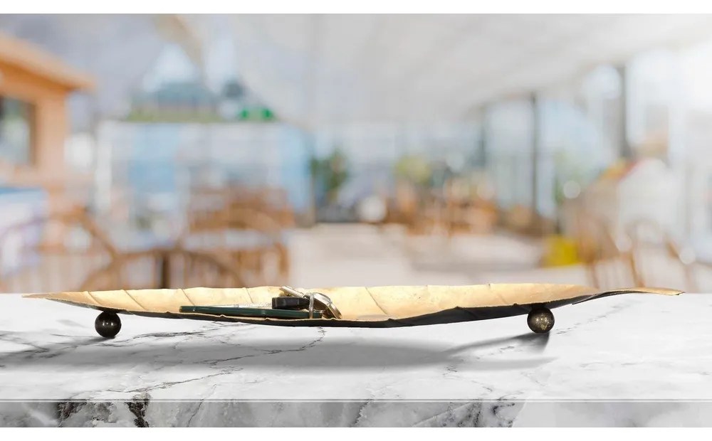 Метален декоративен поднос 11x38 cm Foglia - Mauro Ferretti