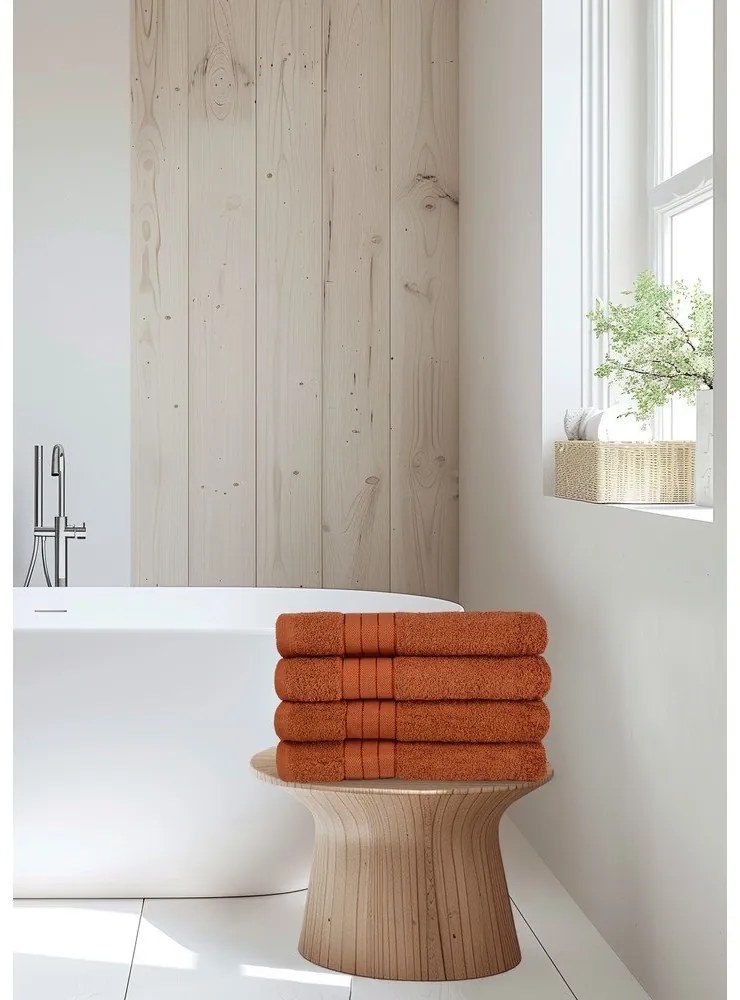 Памучни кърпи в комплект от 4 бр. от тери тухлен 50x100 cm – Good Morning