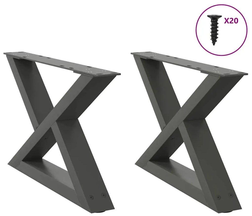 4012686 vidaXL Крака за масичка за кафе, 2 бр., антрацит, 50x(30-31,3) см, стомана