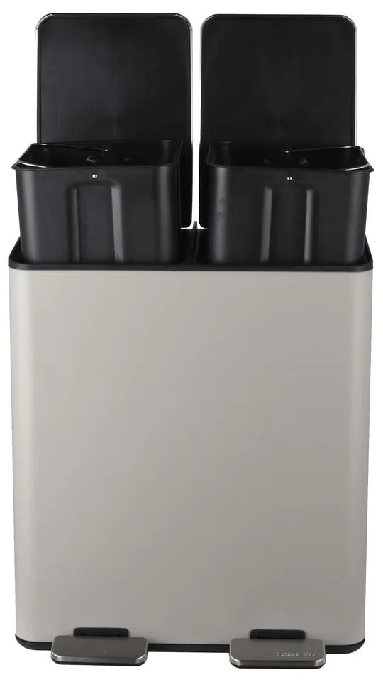 Кафяво-сиво стоманено кошче за боклук 2x20 l за рециклиране с педал Aliya – Spirella