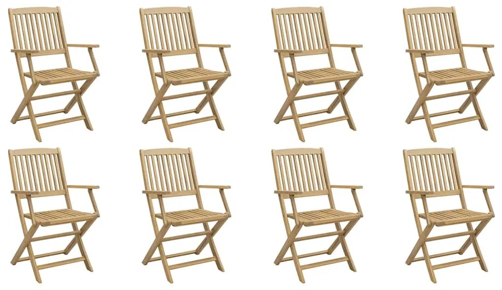 3214231 vidaXL Сгъваеми градински столове 8 бр 54x61x88 см акация масив