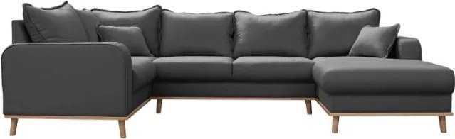 Тъмносив ъглов диван (десен ъгъл) Beata - Ropez