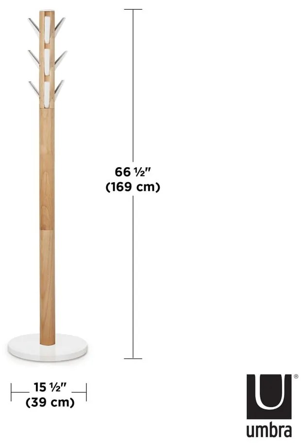 Бяла дървена закачалка от естествен каучук Flapper - Umbra