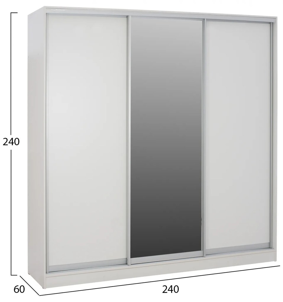 Гардероб с огледало - бял цвят HM2462.03