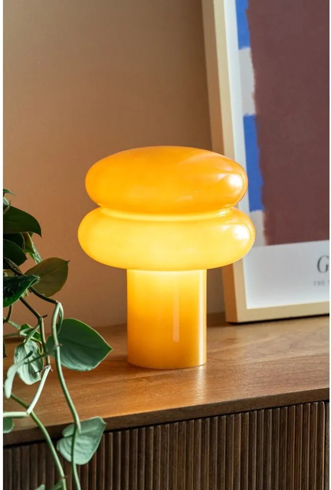 Стъклена настолна лампа в цвят жълта охра (височина 24 cm) Incesante – Leitmotiv
