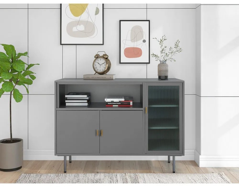 Сива метална витрина 104x80 cm Rosalie – Støraa