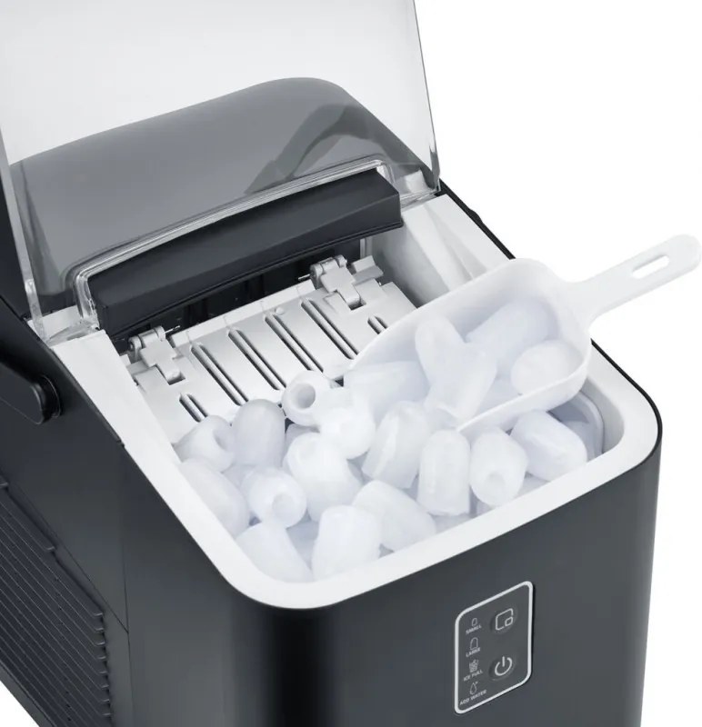 Ледогенератор Caso IceChef Compact 3401, 120W, 1 л, 12 кг/24 ч, 2 размера, Самопочистване, Компресорен, Черен мат