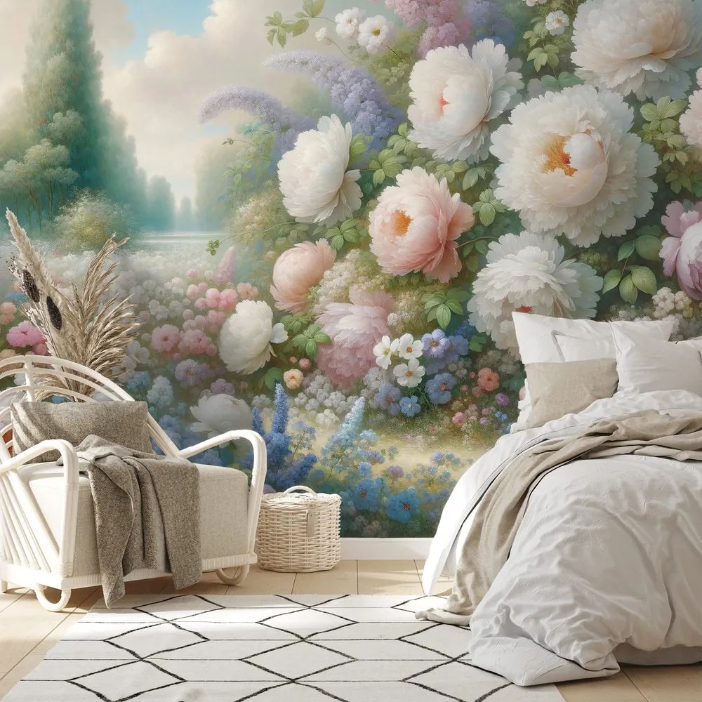 Тапет – Пастелна цветна градина