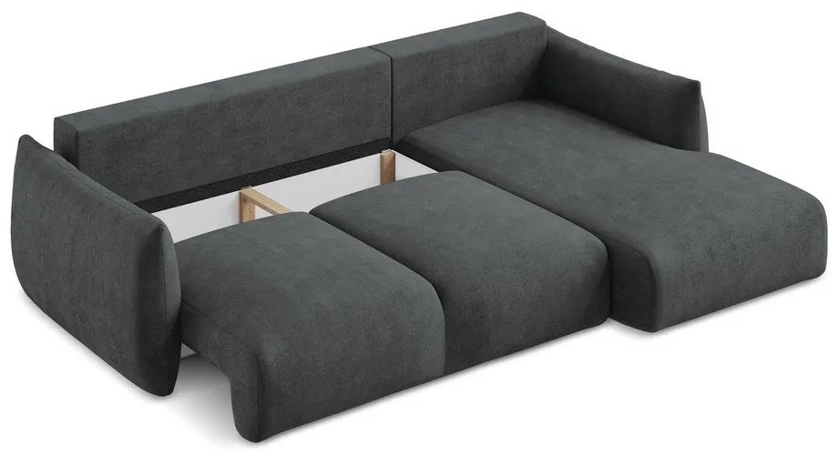 Тъмносив шенилов сгъваем ъглов диван (десен ъгъл) Leila – Makamii