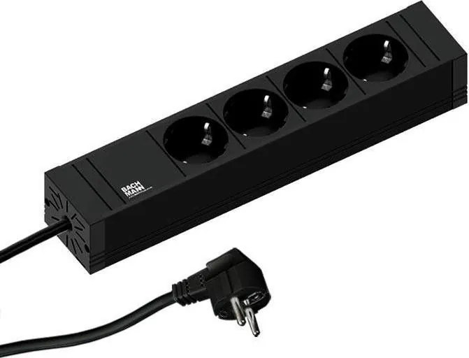 BACHMANN Разклонител ЧЕРЕН 4x2P+E с кабел 2 метра / 3x1.5мм2 CONNECT LINE,  - B420.0017