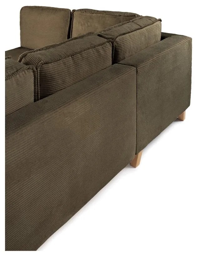 Зелен сгъваем ъглов диван от рипсено кадифе (ляв ъгъл) Tori – Bonami Selection