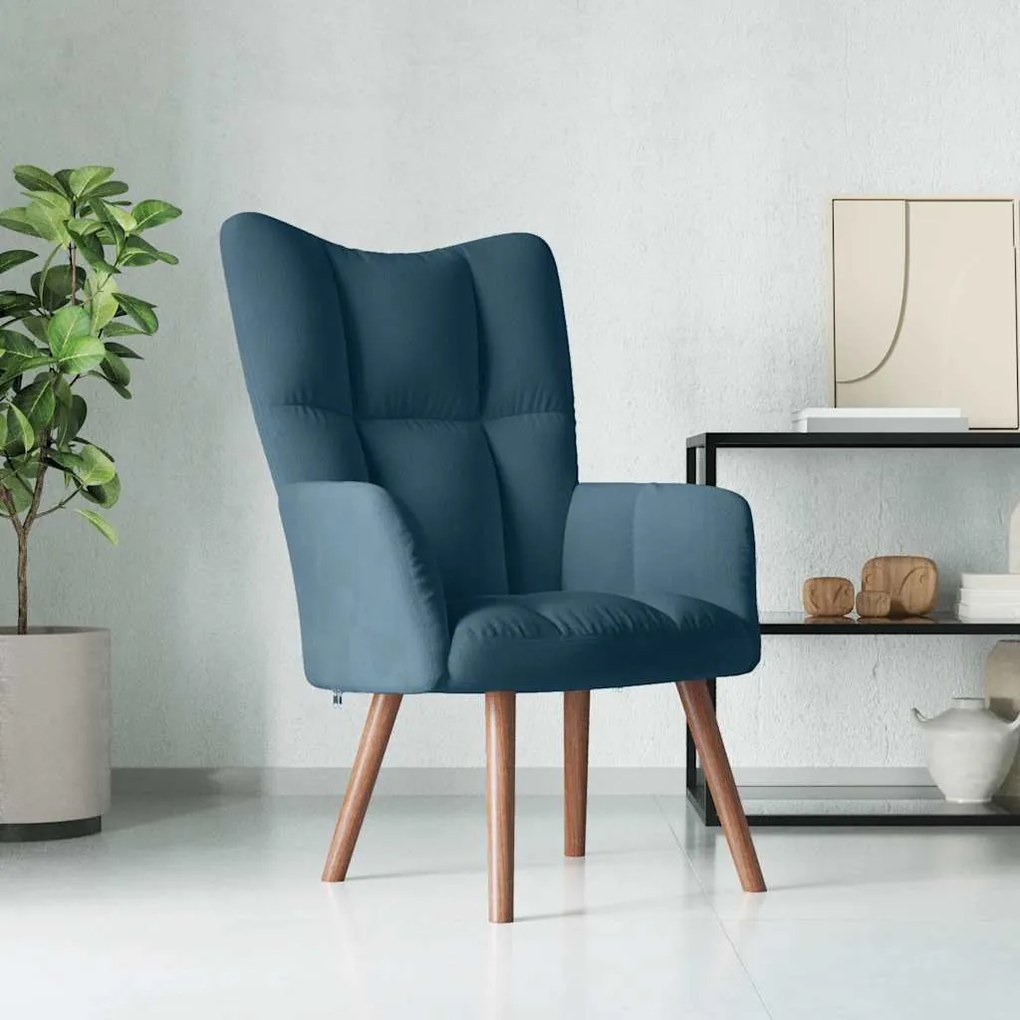 328061 vidaXL Релакс стол, син, кадифе