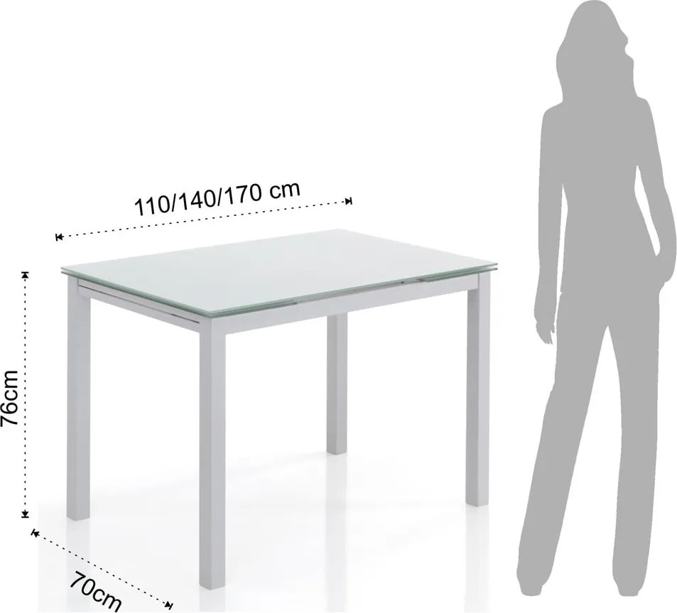 Сгъваема маса за хранене със стъклен плот 70x110 cm Fast - Tomasucci