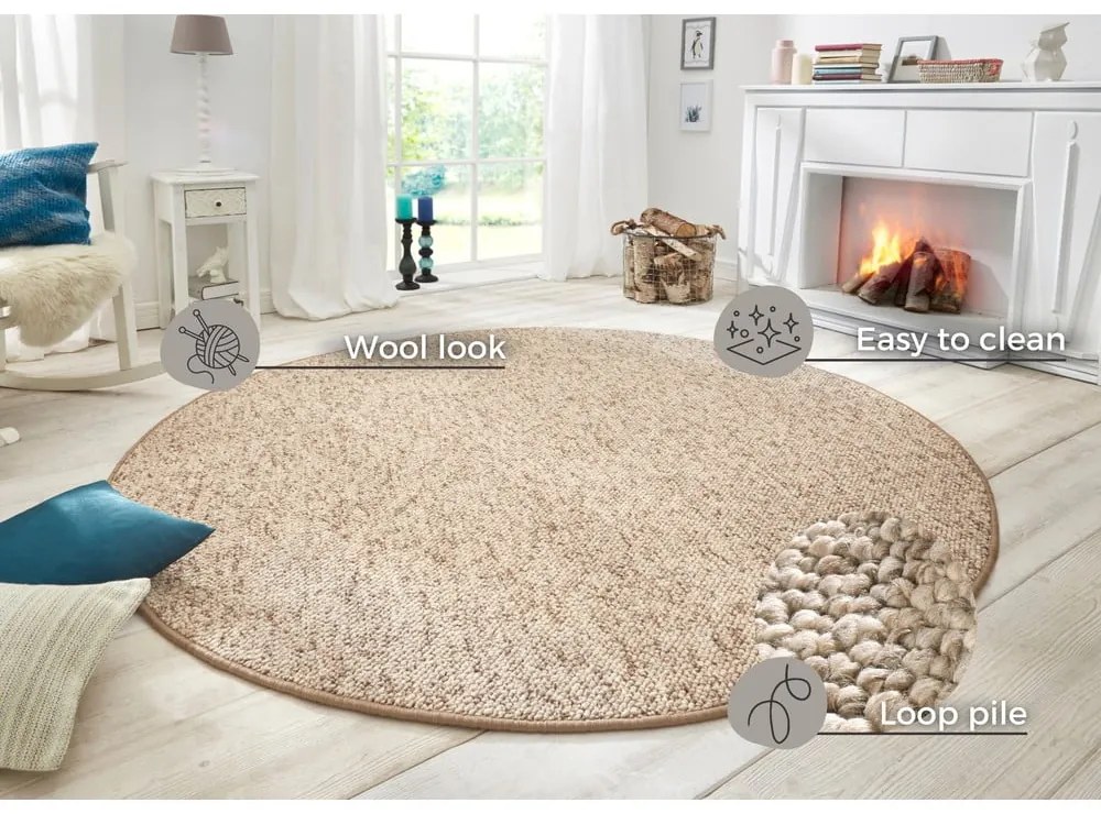 Светлокафяв кръгъл килим ø 200 cm Wolly – BT Carpet