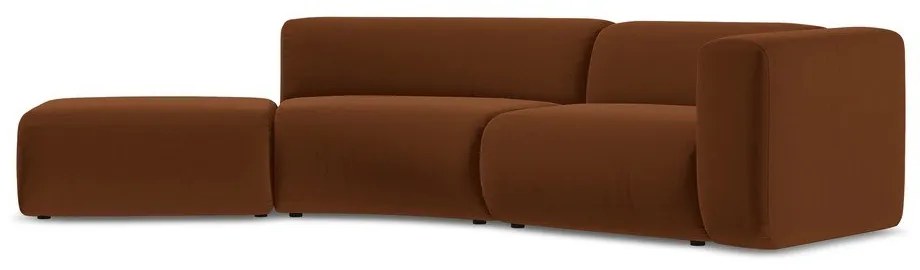 Оранжев/кафяв кадифен шезлонг (ляв ъгъл) Ekahi – Makamii