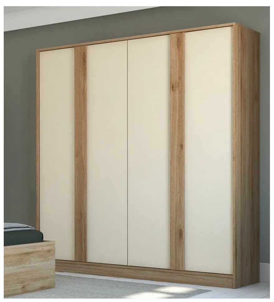 Кремаво-естествен гардероб от декор от дъб 180x197,5x53 cm Dennis – Marckeric