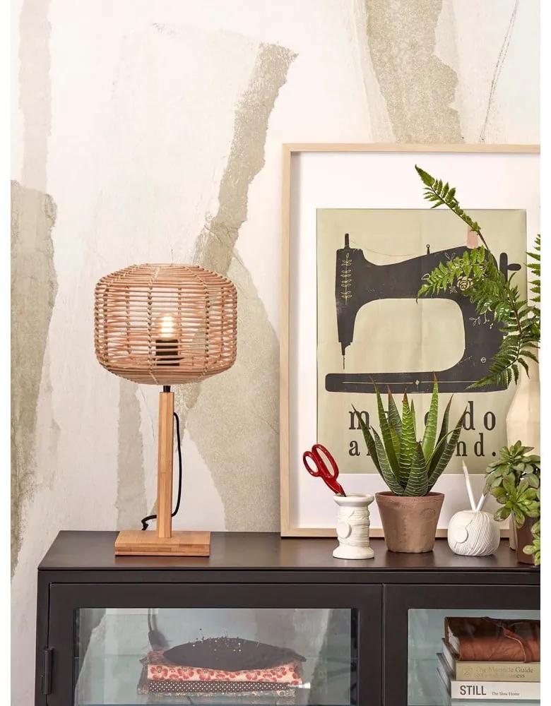 Настолна лампа с абажур от ратан в естествен цвят (височина 40 cm) Tanami - Good&amp;Mojo