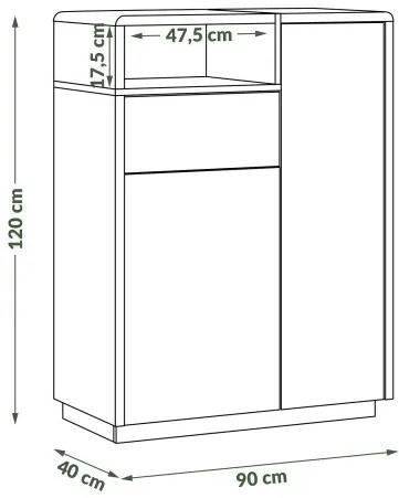 Скрин ФОЛК К-90 Антрацит (Тъмносив)/Дъб Артисан - МАДЕРЕН ЗА ДНЕВНА, СТАЯ