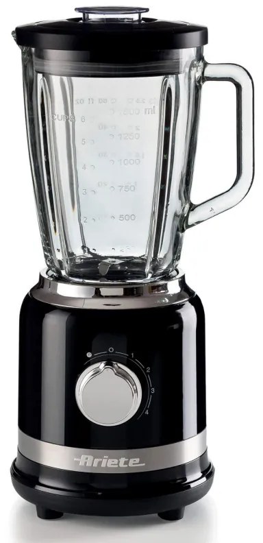Блендер Ariete MODERNA 0585/02, 1000W, 4 ножа, 1.5 л, 4 скорости+пулс, Стъклена кана, Черен