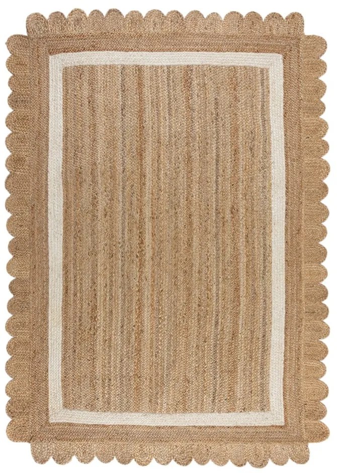 Ръчно изработен ютен килим в естествен цвят и слонова кост 160x230 cm Grace White – Flair Rugs