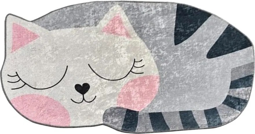 Розов/сив детски килим подходящ за пране 60x100 cm Cat – Mila Home