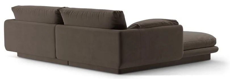 Кафяв кадифен ъглов диван (десен ъгъл) Torino – Micadoni