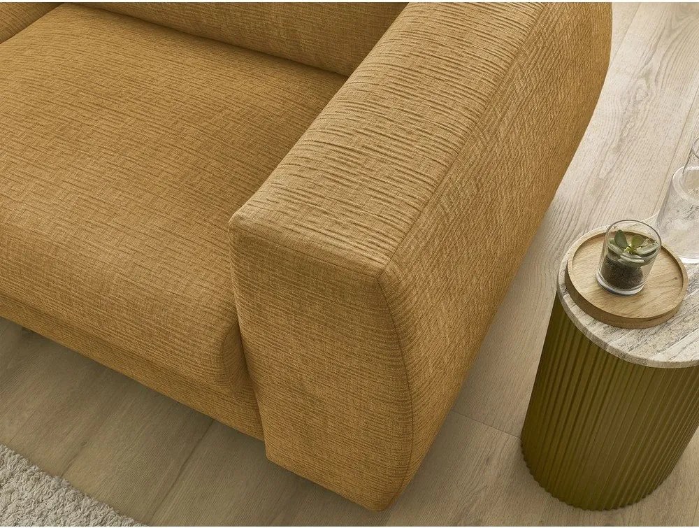 Шенилов диван за ежедневно спане/сгъваем в цвят горчица 220 cm Hugo – Bobochic Paris