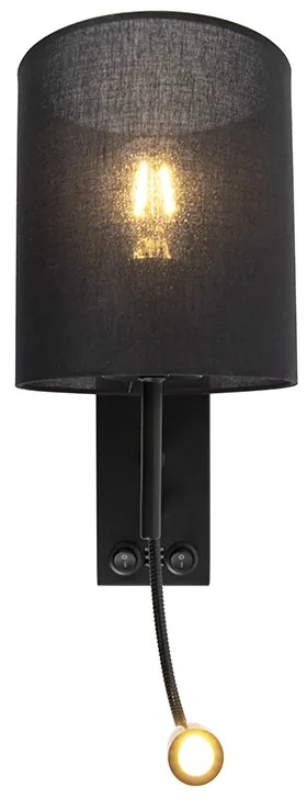 Модерна стенна лампа черна с текстилен абажур - Stacca
