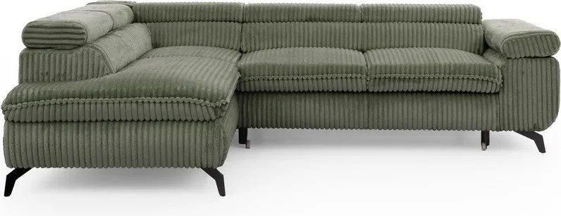 Зелен ъглов диван от рипсено кадифе (ляв ъгъл L форма) Marbeya – Ropez