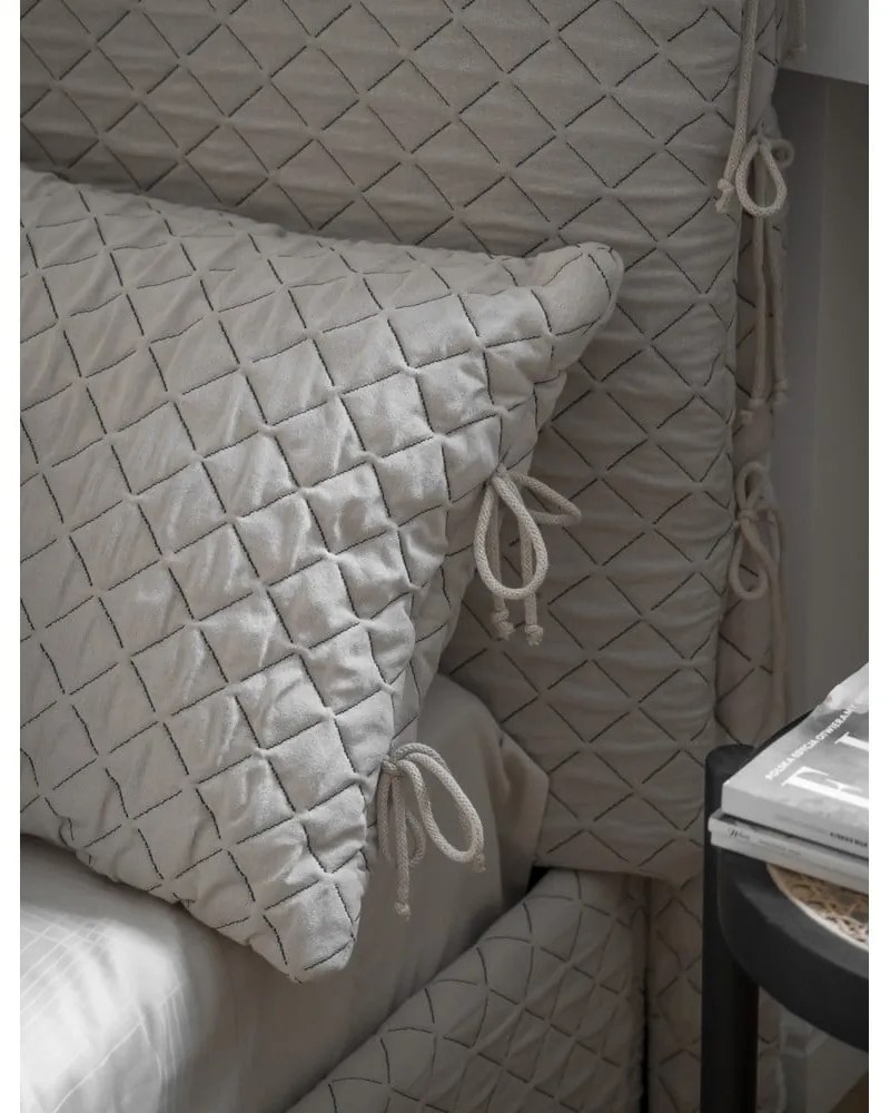 Бежово тапицирано двойно легло и решетка 140x200 cm Sleepy Luna - Miuform